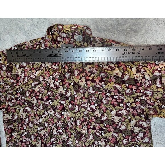 Vintage Pres de Chamonix Womens Cotton Button Up Floral Shirt Medium Long Sleeve - Picture 6 of 7